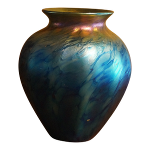 Late 1900s Lundberg Art Glass Iridescent Vase