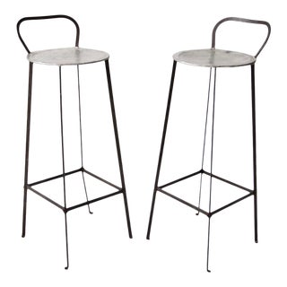 Mid-Century Hairpin Leg Metal Stools - a Pair For Sale