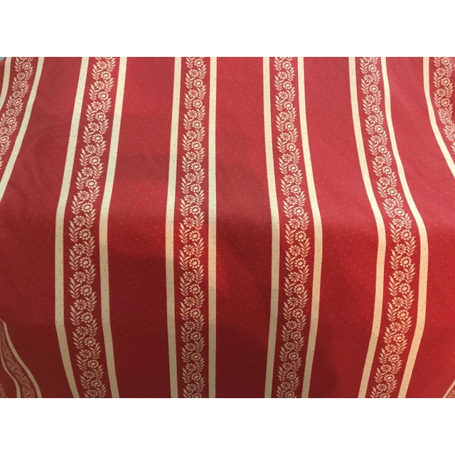 6 Yards Brunschwich and Fils Woven Cotton Fabric. Reversible. Dominant Red on One Side or Dominant White on Other Side. French Floral Design. For Sale