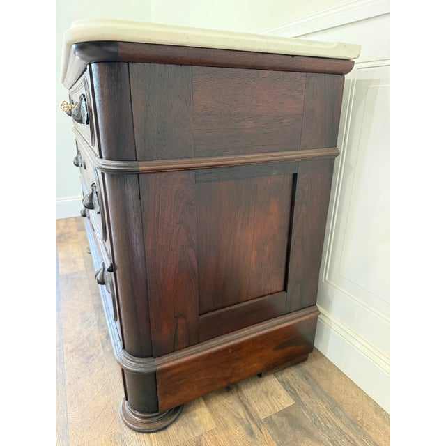 Antique Mid-19th Century Walnut Marble-Top Chest For Sale - Image 13 of 17