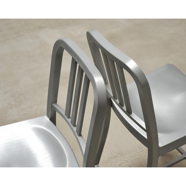 Pair of Emeco 'Navy' Bar Counter Stools in Brushed Aluminum For Sale In Sacramento - Image 6 of 17