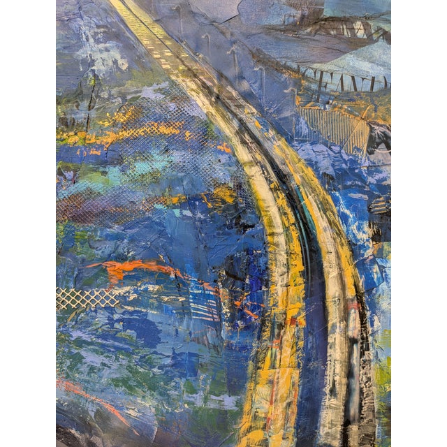 Abstract Buckman Bridge, Abstract Expressionist, Mixed Media on Canvas, Marsha Glazière For Sale - Image 3 of 9