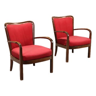 Red Armchairs, 1950s, Set of 2 For Sale