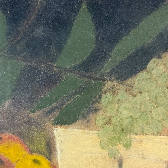 Bright and Antique Pastel Painting of Fruits Still Life, Wood Frame With Glass. For Sale In New York - Image 6 of 10