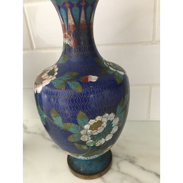 Vintage Colbalt Blue Cloisonné Vases a Pair Chairish