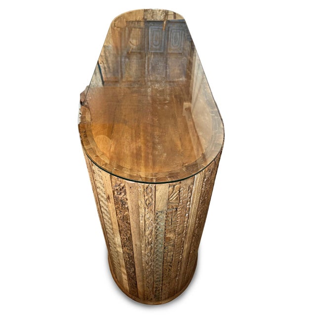 Brown Vintage Oval Wood Moulding Bar Counter For Sale - Image 8 of 13