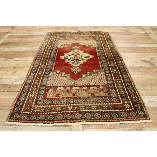 Textile Vintage Turkish Oushak Rug - 03'06 X 05'06 For Sale - Image 7 of 8
