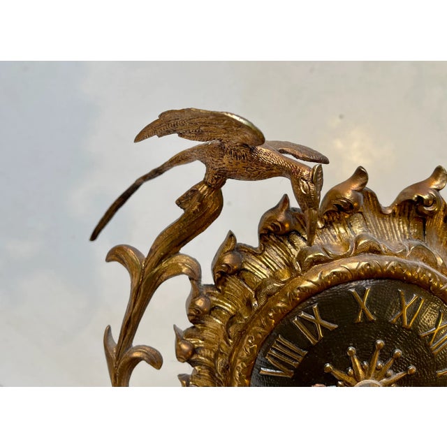 Antique French Mantel Clock in Gilt Brass and Marble, 19th Century For Sale - Image 5 of 13