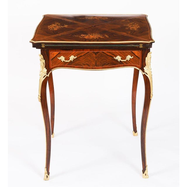 Antique Victorian Ormolu Mounted Marquetry Envelope Card Table, 19th Century For Sale - Image 17 of 18