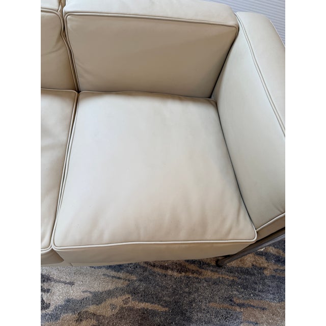 Modern Classics Petite Corbusier Style Loveseat, Parchment For Sale - Image 10 of 12