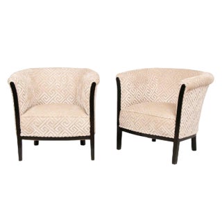 Set of French Art Deco Armchairs with Black Lacquered Frame, 1930 For Sale