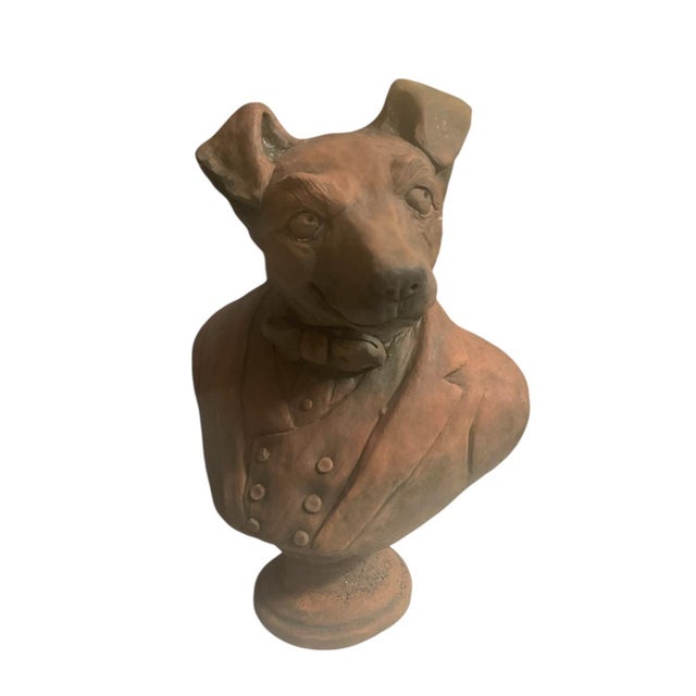 Vintage Anthropomorphic Terracotta Dog Bust For Sale - Image 4 of 6
