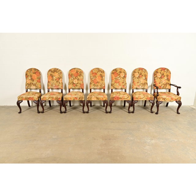 Queen Anne Berkey & Gay Antique Chippendale Carved Walnut Dining Chairs, Circa 1920s For Sale - Image 3 of 15