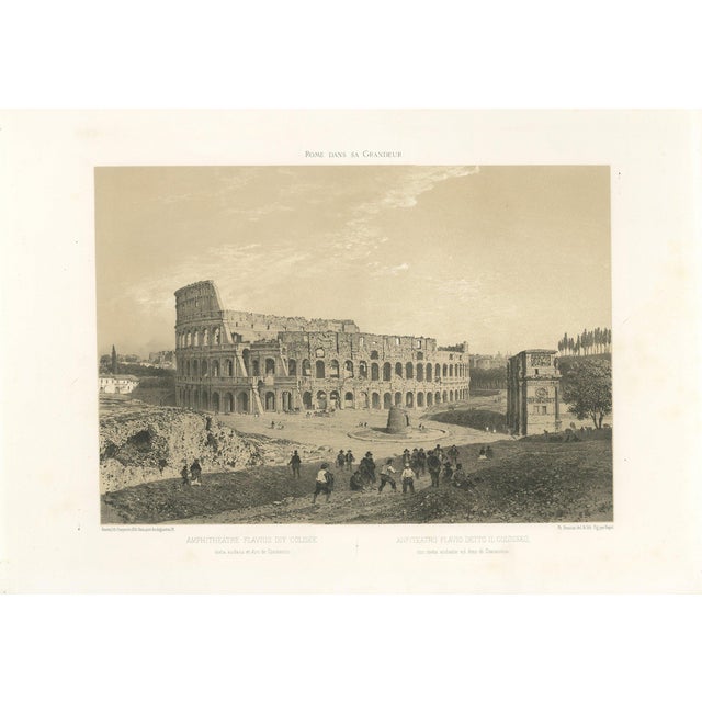 After Bayot, Colosseum and Arch of Constantine, Rome, 1869, Lithograph For Sale