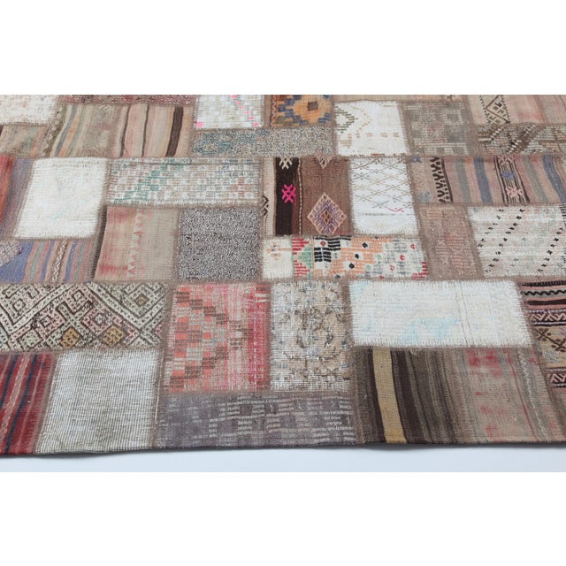 Mid 20th Century Modern Patchwork Kilim Rug Made From Vintage Anatolian Tribal Arts - 5' 6'' X 7' 7'' For Sale - Image 5 of 9