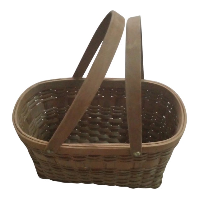 1990s Handmade Woven Basket Handbag For Sale