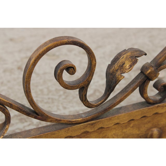 Metal Gold Finish Iron Gothic Fireplace Fender Set For Sale - Image 7 of 13