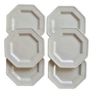 Vintage Octagonal Beaded Porcelain Dessert Plates from Johnson Brothers, 1980s, Set of 6 For Sale