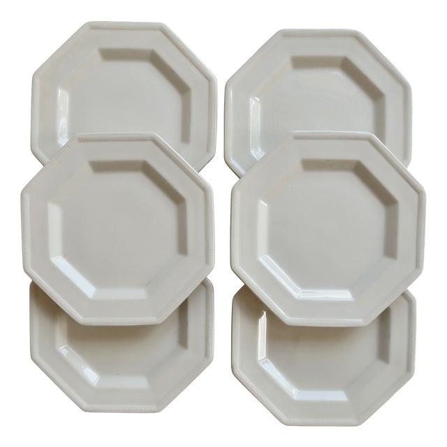 Vintage Octagonal Beaded Porcelain Dessert Plates from Johnson Brothers, 1980s, Set of 6 For Sale