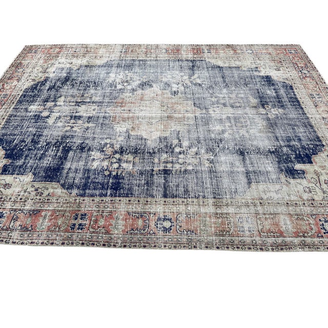 Boho Chic Turkish Handmade Blue Rug, 1970s For Sale - Image 3 of 9