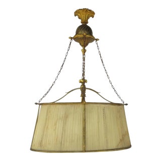 French Oval Four Light Gilt Bronze Ormolu Chandelier For Sale