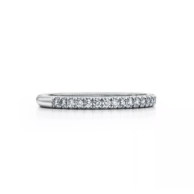 Contemporary Tiffany & Co. Soleste 0.17 CTTW Diamond Band, Platinum, Size 6 For Sale - Image 3 of 10