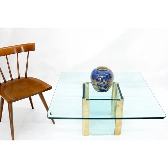 Pace Collection Mid-Century Modern Square Glass and Brass Coffee Table For Sale - Image 4 of 10