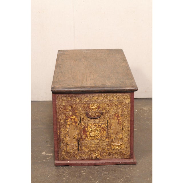 Wood Ornate Burmese Chest W/Orig. Finish From the Early 20th C. For Sale - Image 7 of 12