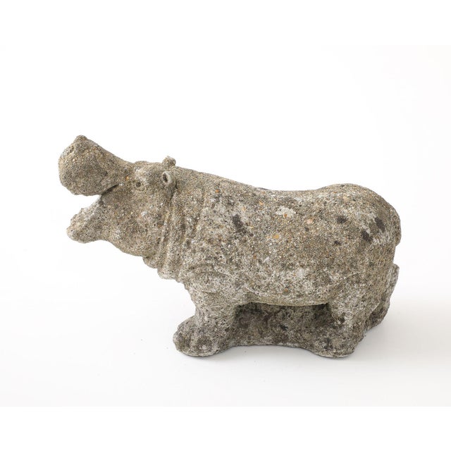 Composite Stone Hippopotamus Garden Ornament, English 20th Century For Sale - Image 9 of 11