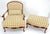 Cream Carved Cherry Frame Stripe Upholstery Lounge Chair w/ Matching Ottoman MINT For Sale - Image 8 of 12