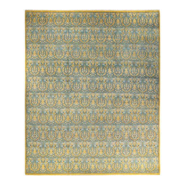 Mogul, One-of-a-Kind Hand-Knotted Area Rug - Green, 12' 2" x 15' 0" For Sale