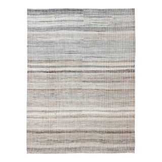 Muted Taupe and Gray Casual Modern Rug With Combination of Kilim/Piled 10'8 X 14'0 For Sale