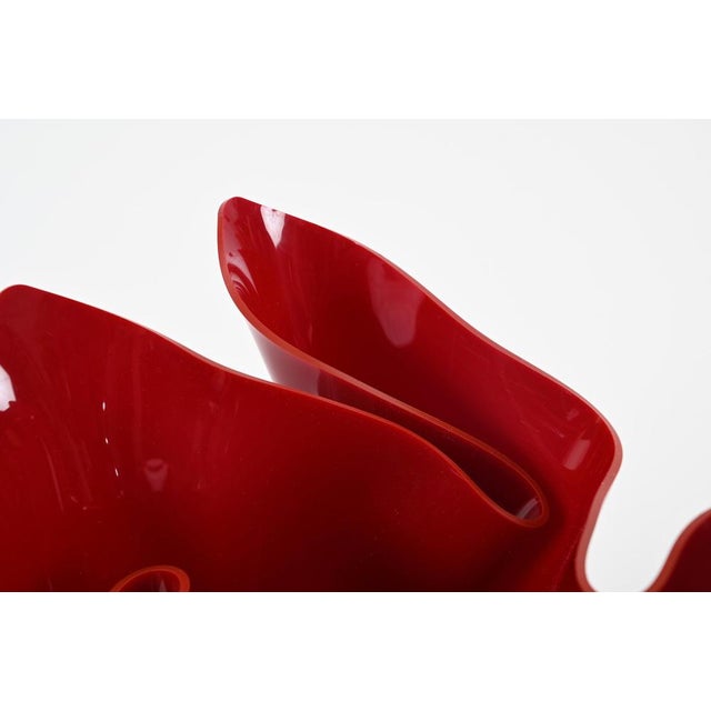 Mid-Century Italian Burgundy Acrylic Glass Napkin Centerpiece, 1980s For Sale - Image 11 of 16