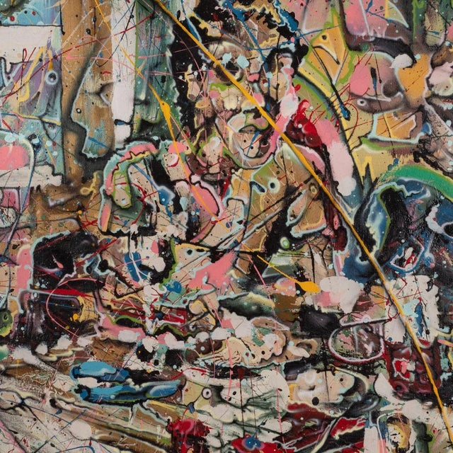 "Tea for Two" Contemporary Modernist Abstract Figurative Oil Painting by Costain For Sale - Image 4 of 10