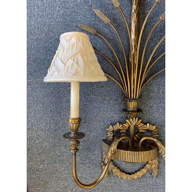 Mid 20th Century Vintage La Barge Brass and Bronze Electric Wall Sconces - a Pair For Sale - Image 5 of 9