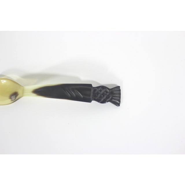 Rustic European Vintage Carved Natural Horn Scottish Thistle or Pineapple Spoon A For Sale - Image 3 of 9