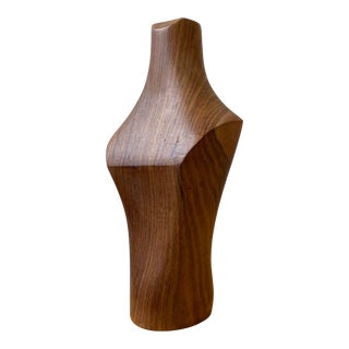 Vintage Teak Wood Bust Form, Circa 1980s For Sale