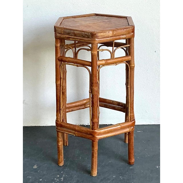 Vintage Bamboo Hexagonal Plant Stand For Sale - Image 12 of 14