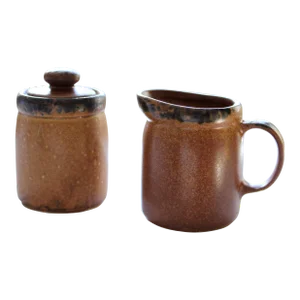 Vintage Stoneware Art Pottery Creamer & Sugar