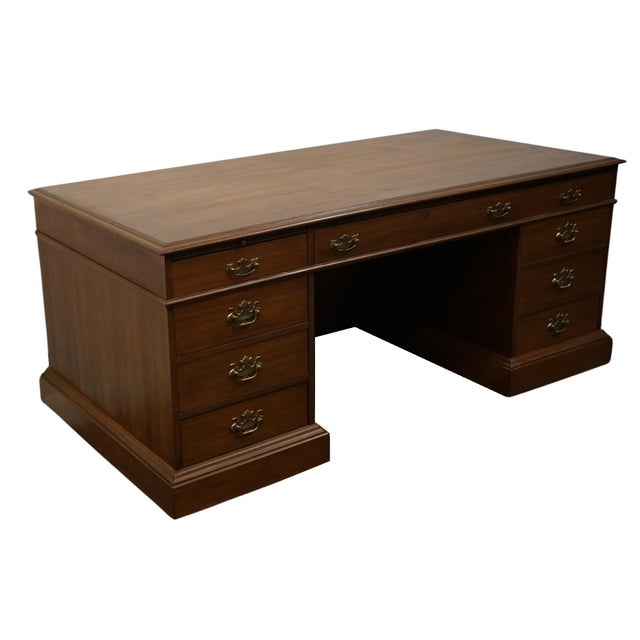 Traditional Late 20th Century Rway Furniture of Sheboygan, Wi Solid Mahogany Traditional Style 73" Executive Office Desk For Sale - Image 3 of 12