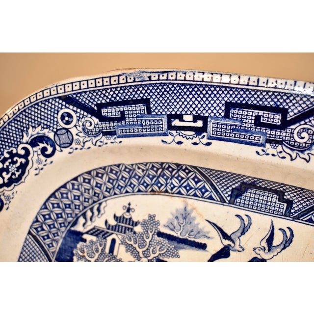 Victorian 19th Century Blue Willow Stone China Platter For Sale - Image 3 of 11