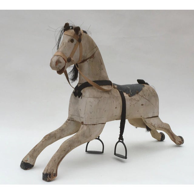 C 1900 Antique Wooden Dapple Gray Painted Hobby Horse For Sale - Image 9 of 13
