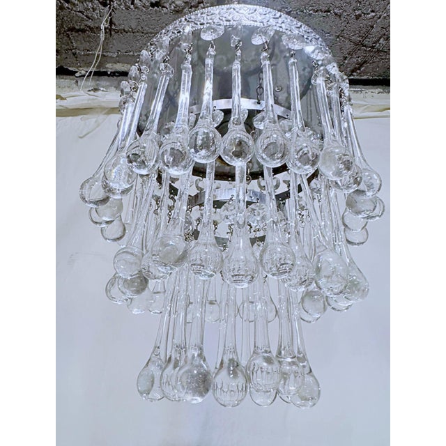 Vintage Crystal Upside Down Waterfall Chandelier With Ornate Silver-Tone Rim For Sale In New York - Image 6 of 8
