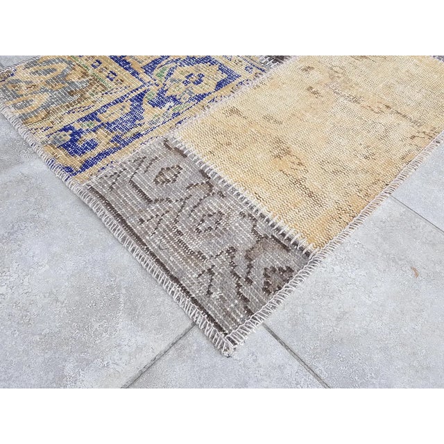 Grey & Beige Vintage Oushak Runner For Sale - Image 9 of 10