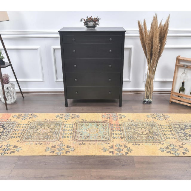 Boho Chic Turkish Oushak Orange Wool Rug For Sale - Image 3 of 8