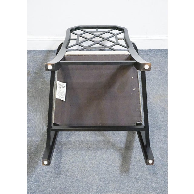 Kindel Furniture Black & Gold Chinese Chippendale Style Lattice Back Dining Arm Chair For Sale - Image 9 of 10