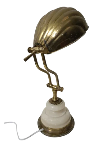 Brass Shell Lamp with Marble Base, 1920s