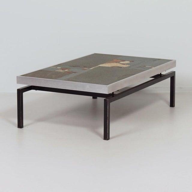 Brutalist Coffee Table with Aluminum Edge by Paul Kingma, 1960s For Sale - Image 4 of 12