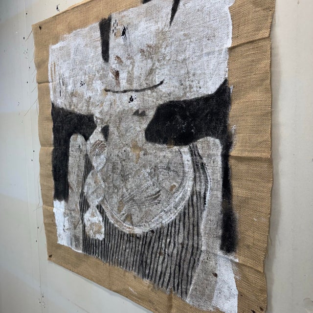 • Acrylic on Loose Burlap. One of a kind. • 40" x 40" (overall dimensions, not painted area) • Signed on the front • Ships...