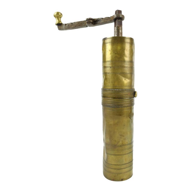 Early 20th Century Brass Ottoman Turkish Spice Coffee Grinder Mill For Sale